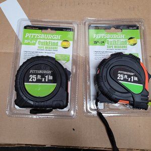 TWO 25 FOOT MEASURING TAPES   STOCKING STUFFER ?  NEW AS SHOWN.